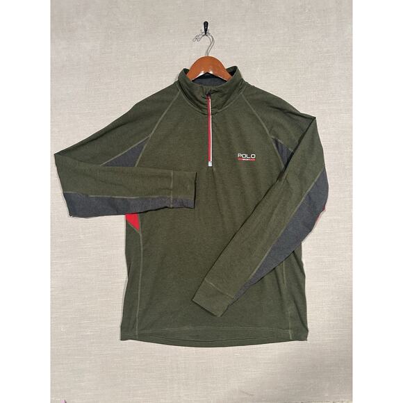 Polo Ralph Lauren Performance Sport Thermo‎ Vent Stretch 1/4 Zip Green Large - Picture 1 of 8